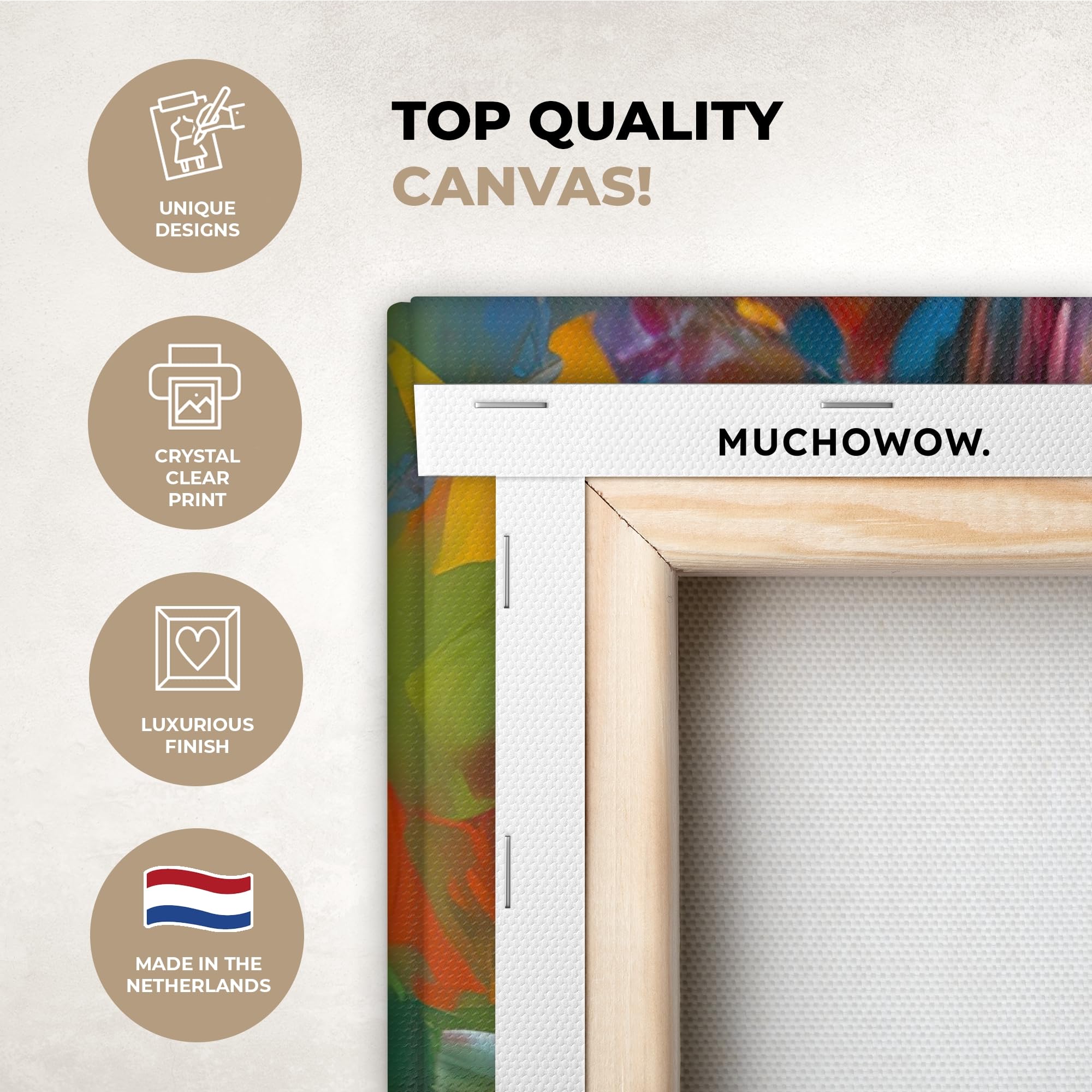 MuchoWow Canvas Schilderij 90x60 cm Grijs