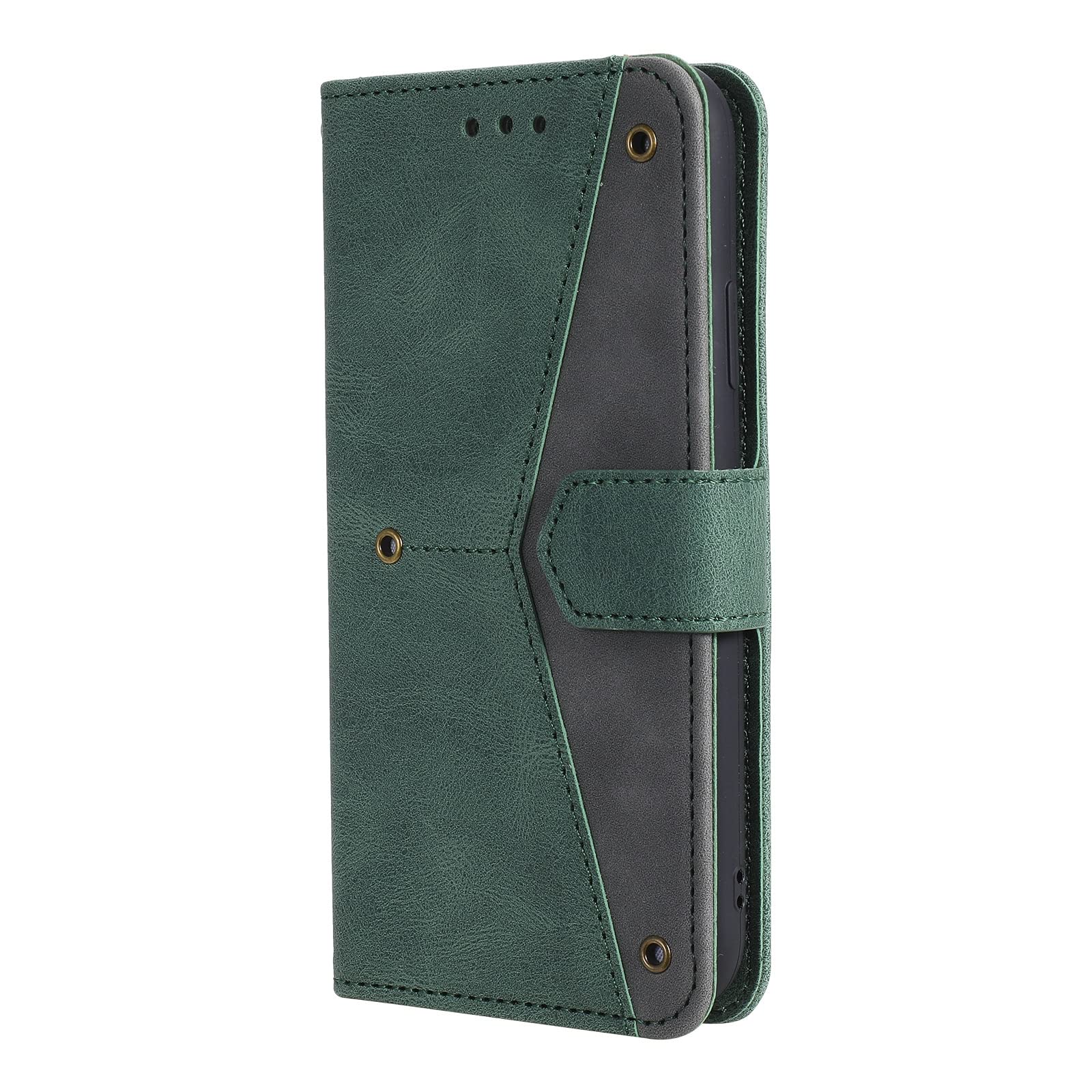 LTL Etui na telefon do iPhone 13 Mini/13/13 Pro/13 Pro Max, wysokiej jakości skórzane etui z klapką, etui z przegródkami na karty, podpórka, magnetyczne zamknięcie, zielony, 13 6,1 cala