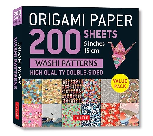 Origami Paper 200 sheets Washi Patterns 6" (15 cm): Tuttle Origami Paper: High-Quality Double Sided Origami Sheets Printed with 12 Different Designs (Instructions for 6 Projects Included)