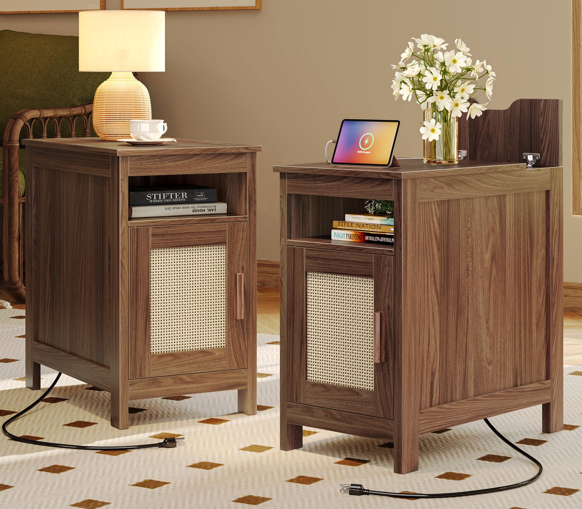 Amazon.com: Huuger Narrow Night Stand Set of 2, End Table with