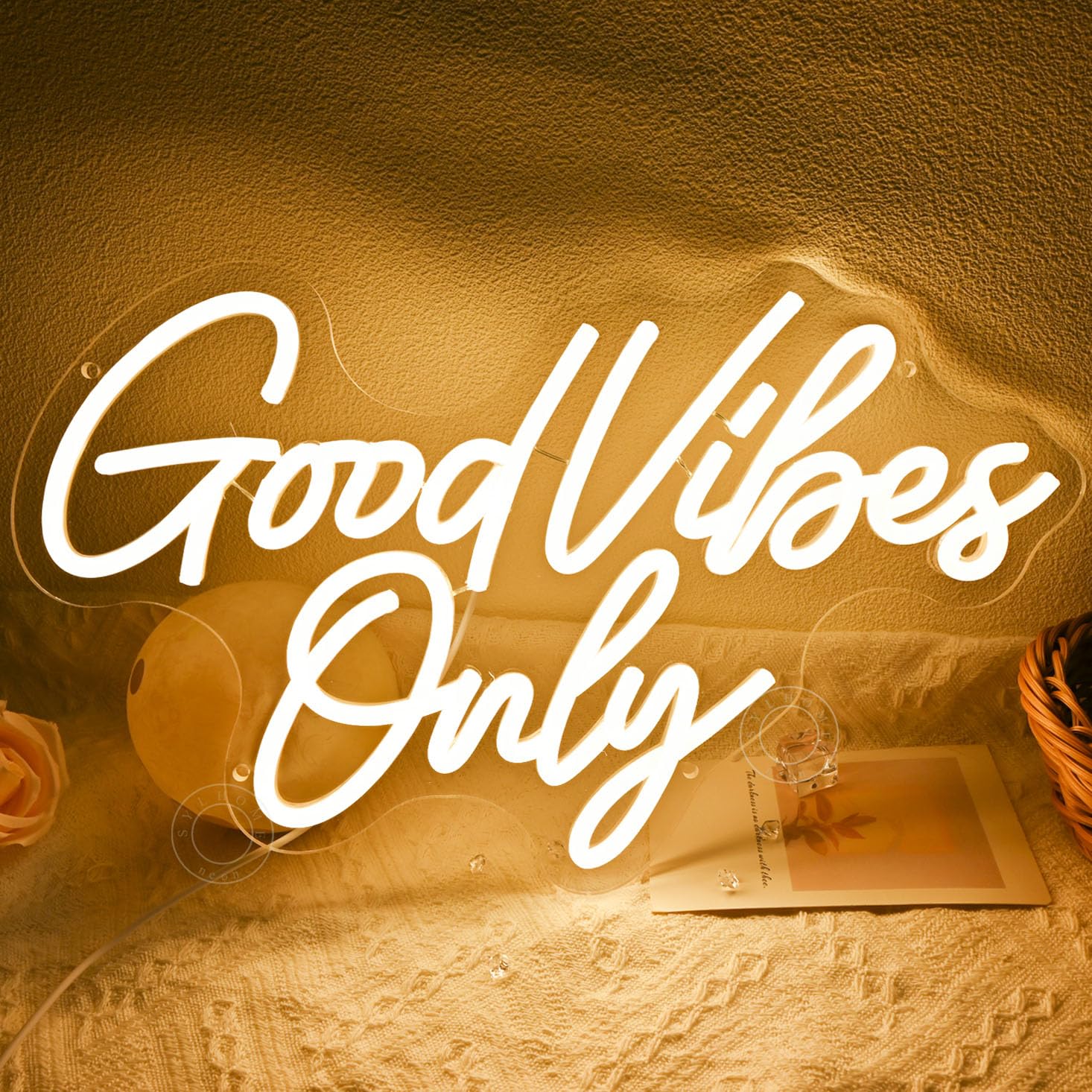 SYLHOME Good Vibes Only Led Neon Light Sign Home Bedroom Office Wall Decor