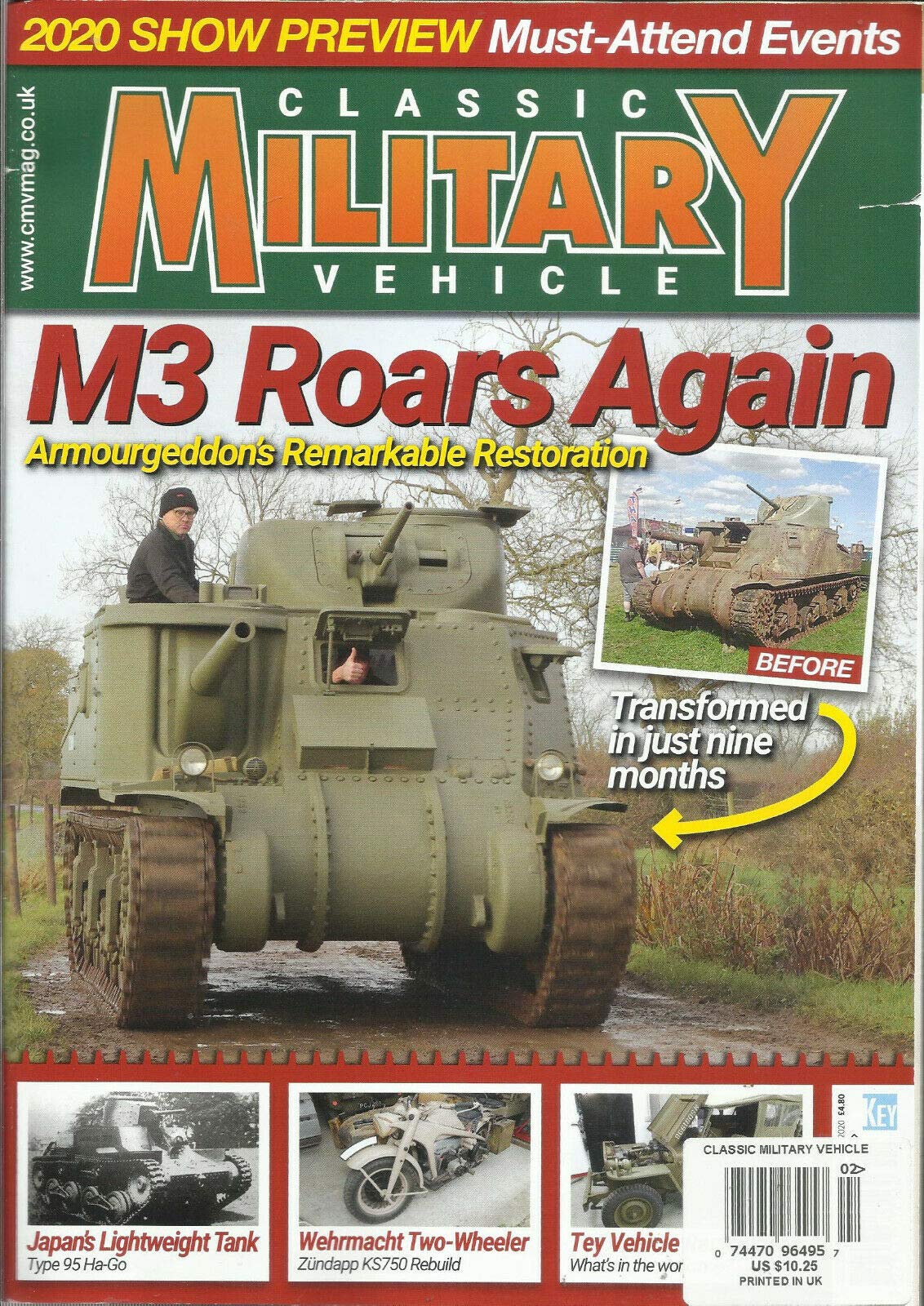 CLASSIC MILITARY VEHICLE MAGAZINE, FEBRUARY, 2020 FRONT COVER PAGE MINOR CUT
