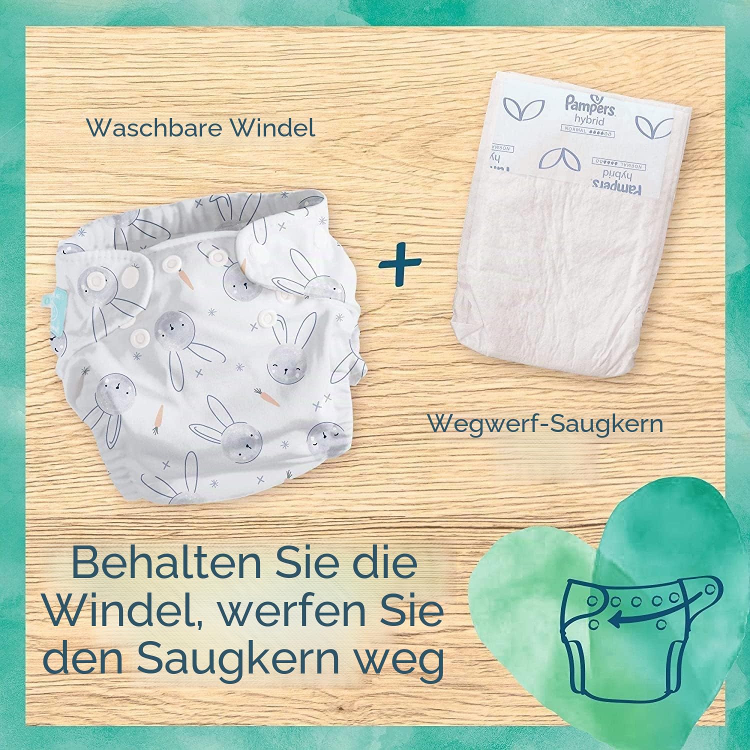 Pampers Harmonie Hybrid, 216 Einweg-Schutzkerne für Windeln, Hybrid, 100 % Saugfähigkeit, schützt die empfindliche Haut von Babys, Inhaltsstoffe pflanzlichen Ursprungs und ohne Parfüm