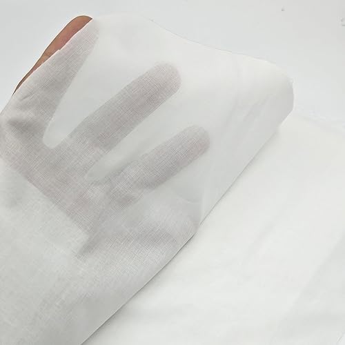 Miniatura 3 de Tela de muselina blanca, 100% algodón, 2 yardas x 59 pulgadas, 75 GSM, color blanco, material suave y ligero para forros, costura, manualidades,