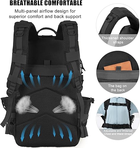 Miniatura 4 de Mochila táctica militar de 50 litros para hombres, mochila de día grande Molle Army 3 días de asalto, bolsa de errores resistente al agua y