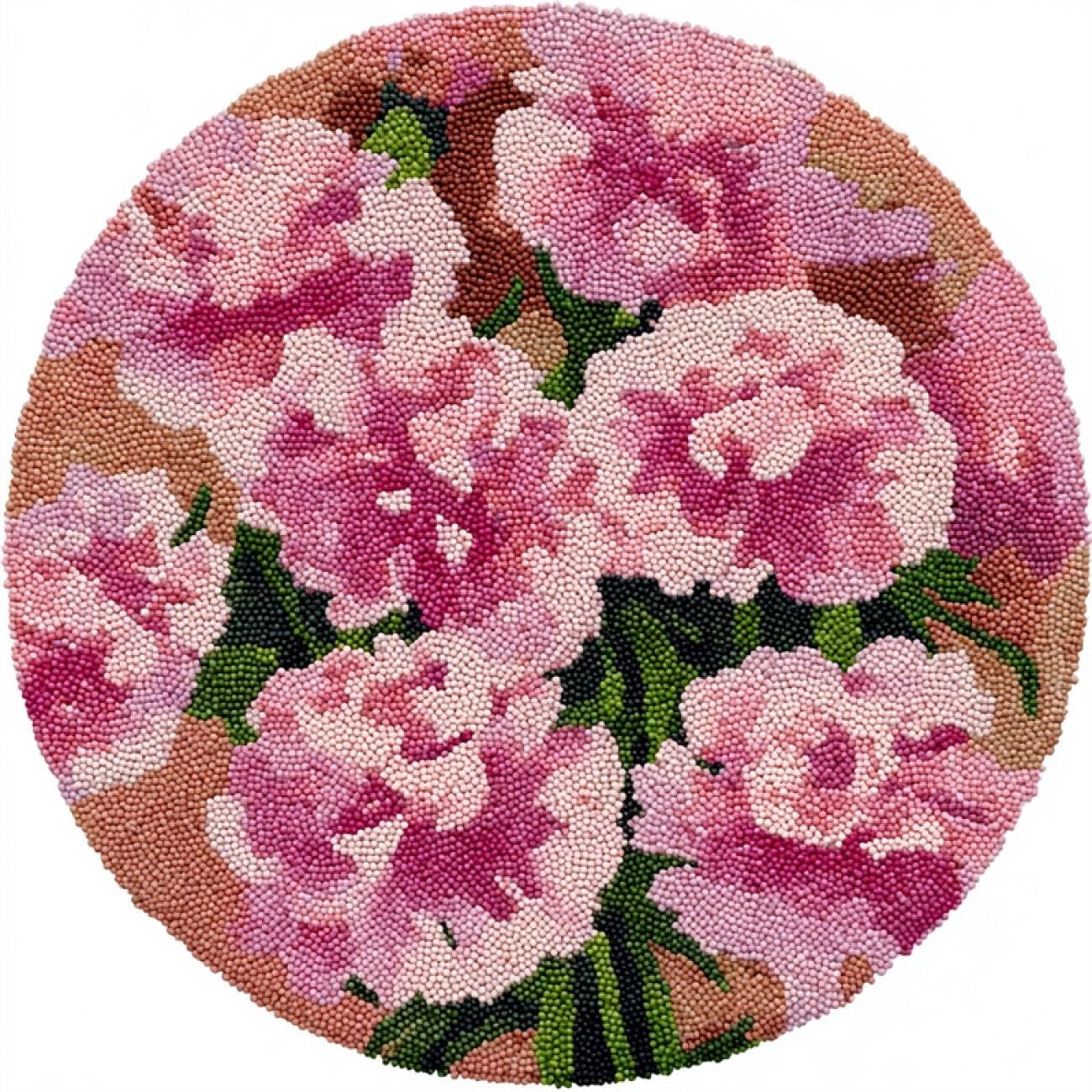 Kitquiver Latch Hook Carpet Kits Pink Carnations 100x100cm