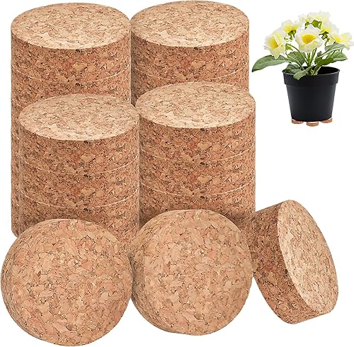 70 patas para maceta, 2 pulgadas, elevadores invisibles con superficie antideslizante, elevador de patas de corcho, patas de alcornoz sólido, para