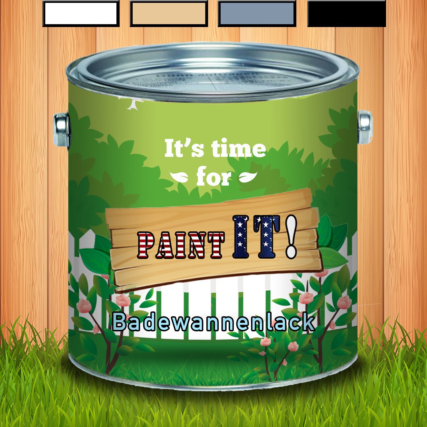 Paint IT! Powłoka do wanny, 2-składnikowy lakier do wanny, kolor biały, szary, czarny, beżowy, podkład + lakier kryjący (1 l, beżowy)