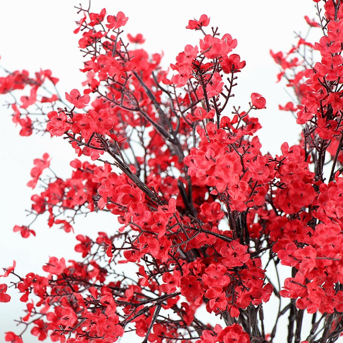 JAKY-Global Babys Breath Fabric Cloth Artificial Flowers 6 Bundle European Fake Silk Plants Decor Wedding Party Decoration Bouquets Real Touch DIY Home Garden(Red) - Image 3