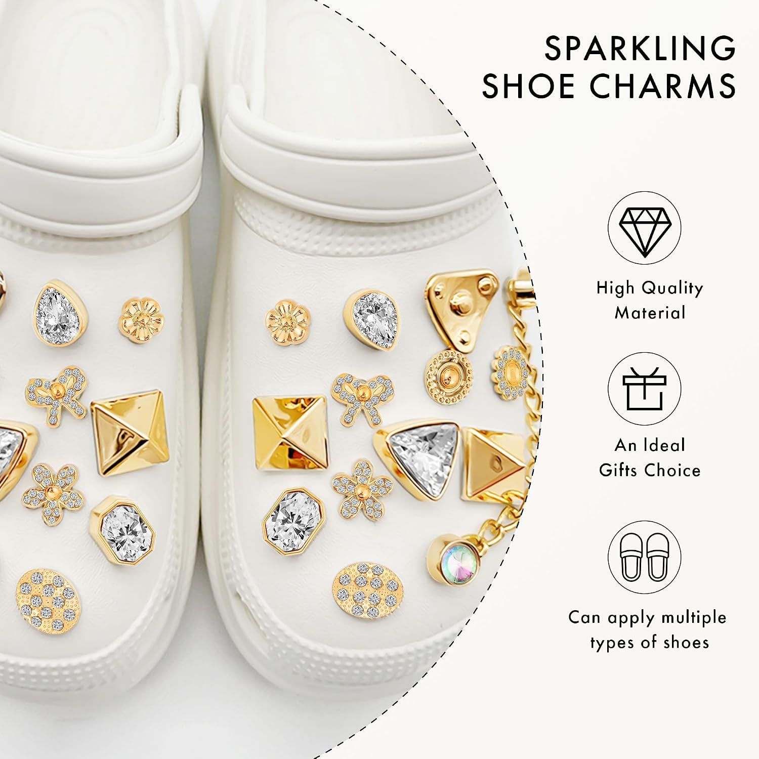 Bling Croc Shoe Charms for Women,Pearl,Butterfly,Flower & Chain Decorations Charms,Cute Shoe Decoration for Adults,Birthday Party Valentines Day Gifts