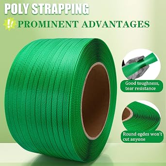 Heavy Duty Polyester Strapping Band 3280' x 1/2 x 0.030 Green, 300 lbs Break Strength