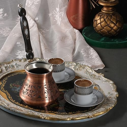 Miniatura 25 de BCS Cezve Briki Ibrik - Cafetera de cobre grande de 18 onzas con mango de madera (6 porciones), cafetera para estufa Cezve Briki Ibrik