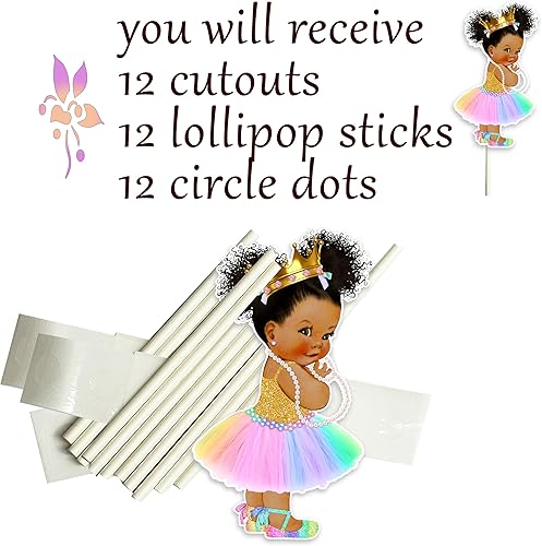 Miniatura 2 de Decoración para tartas de cumpleaños de baby shower, diseño de niña afroamericana, 12 unidades