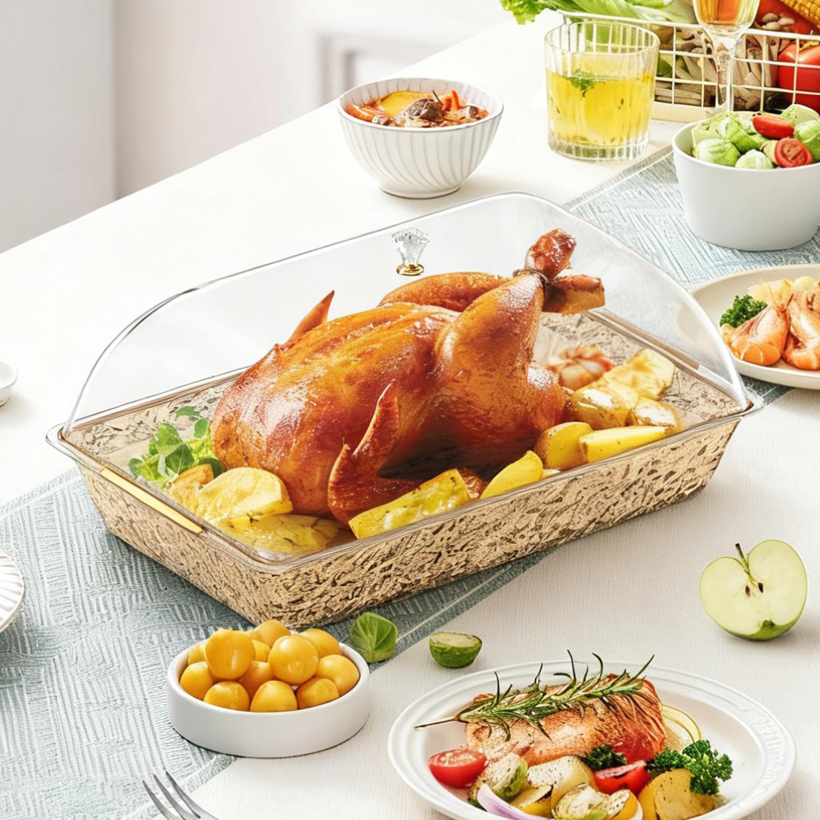 Bandejas De Servicio Para Bandeja Con Tapa Y Compartimentos Para Fruta Y | Bandejas expositoras de alimentos Suministros buffet restaurante reuniones eventos refrigerador