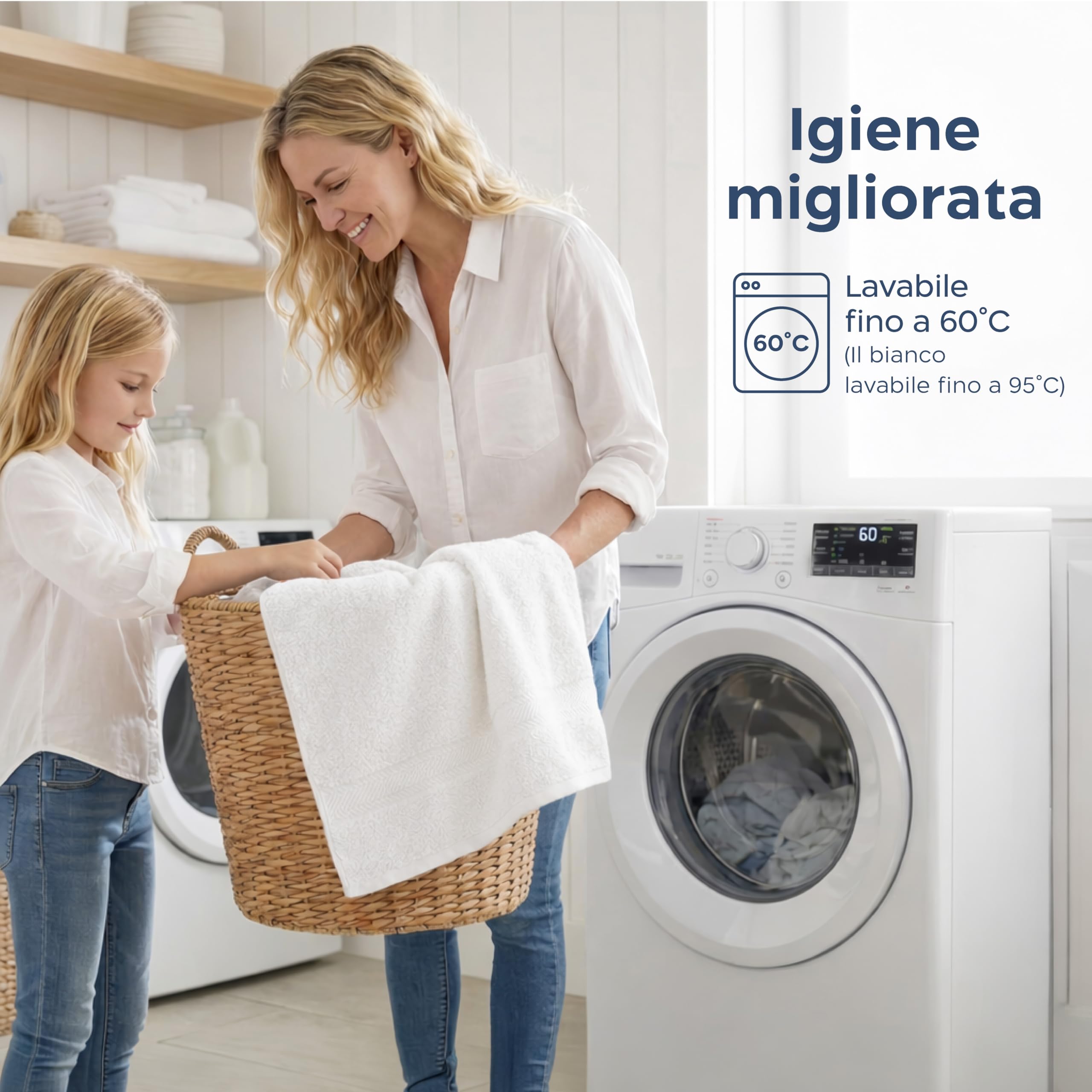 Twinzen Asciugamano Bagno Grande 100x200 cm – Telo Bagno e Telo Doccia Grande XXL in 100% Cotone, Assorbente e Morbido, Con Passante, Certificato OEKO-TEX, Bianco