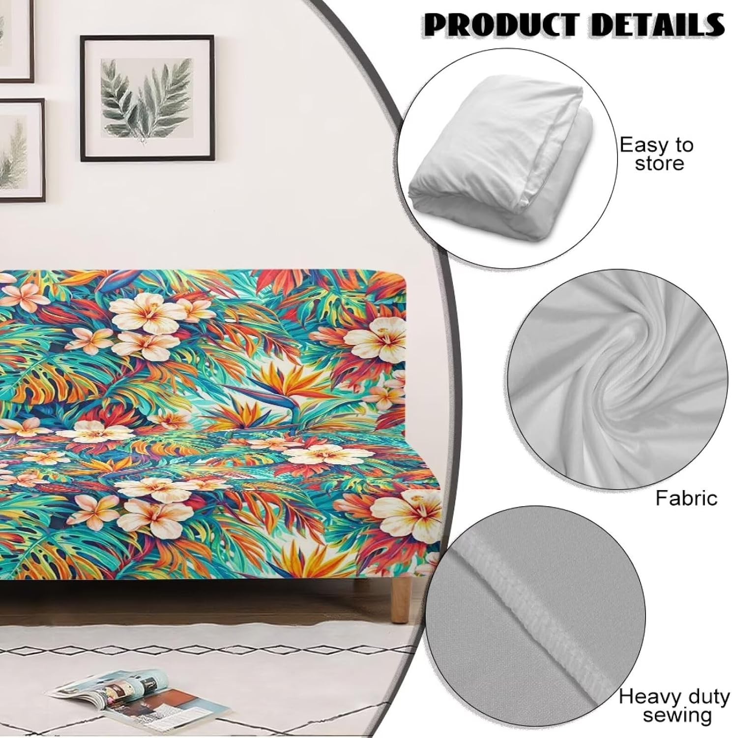 Soft Polyester Futon Slipcover Furniture Protector for Home Decor