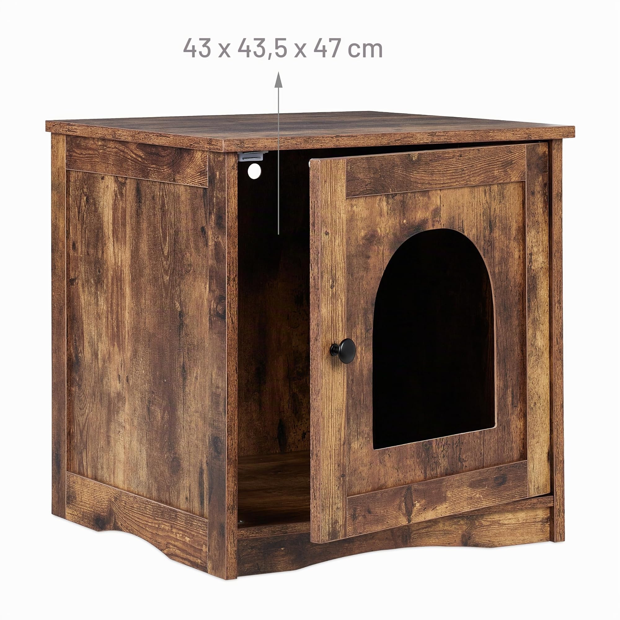 Relaxdays Mueble Arenero para Gatos con Puerta, Entrada Abierta, Estilo Industrial, 50x48x50 cm, Armario Mininos, Marrón