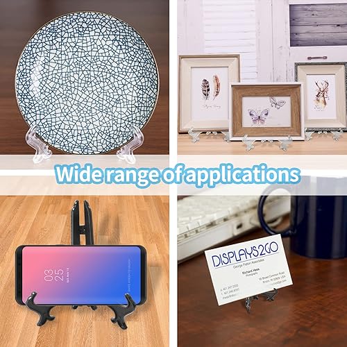 Miniatura 7 de Kemcatui Soporte de caballete de 12 piezas, soporte de placa negra, soporte de exhibición de tarjetas de 7 pulgadas, soporte de exhibición para