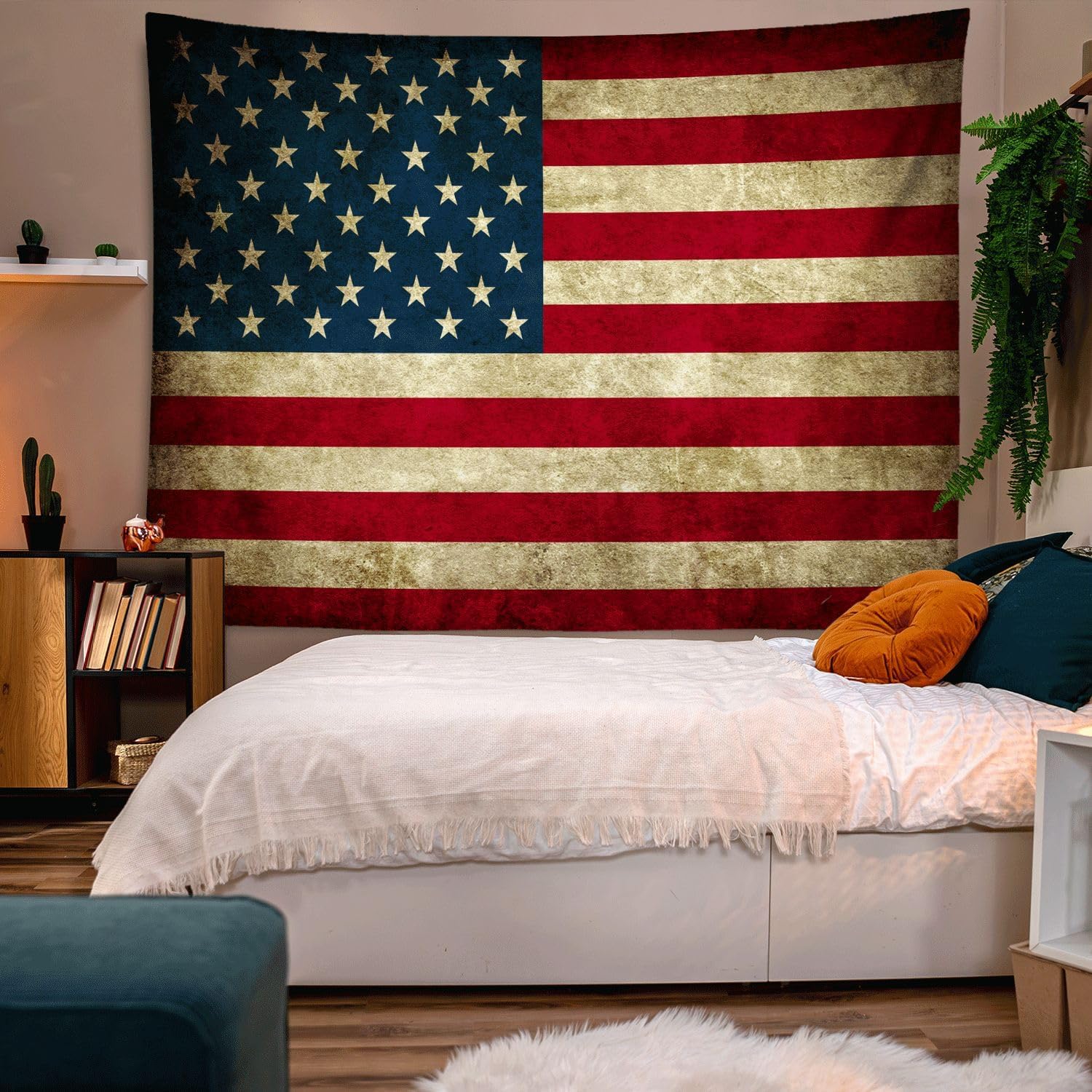 HAVENYOND American Flag Tapestry Wall Decoration, America United States US Tapestries Wall Hanging Art, Poster Banner For Dorm Bedroom Living Room Home Decor Backdrop (Retro Vintage, 70"×90")