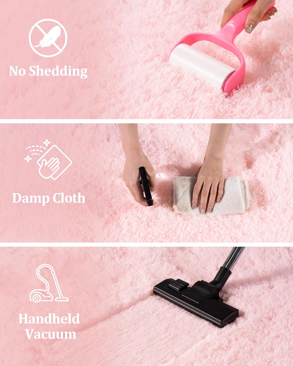 Pink Rugs for Bedroom Girls, 4x5.9 Shag Carpet for Living Room, Fluffy Shaggy Area Rug for Kids Room, Soft Non Slip Aesthetic Decor for Home