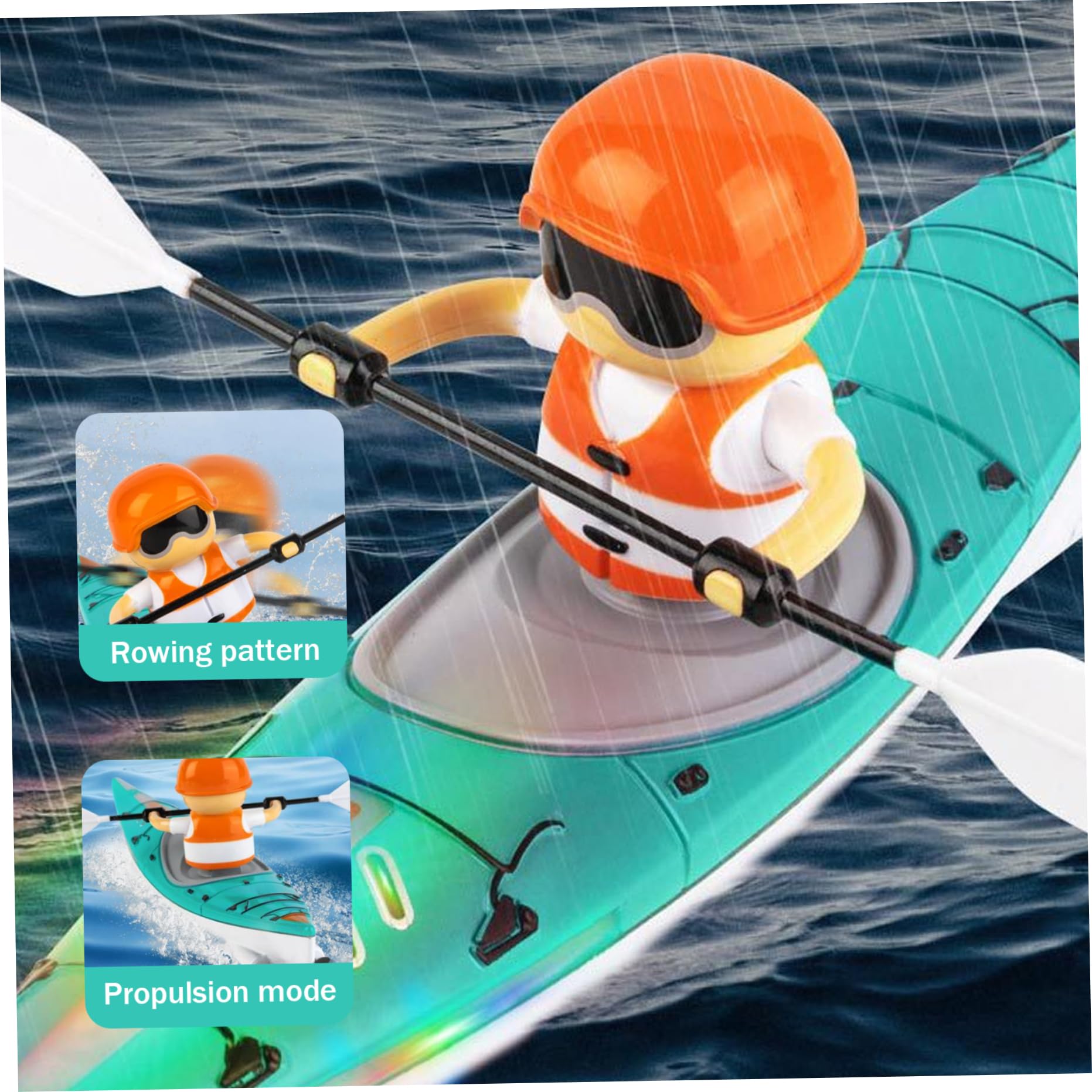 Bateau télécommandé de compétition, kayak télécommandé 2, 4 GHz, rechargeable, LED simplifiée, anti-basculement, double mode de conduite, jouets aquatiques d'extérieur pour enfants et adultes (bleu
