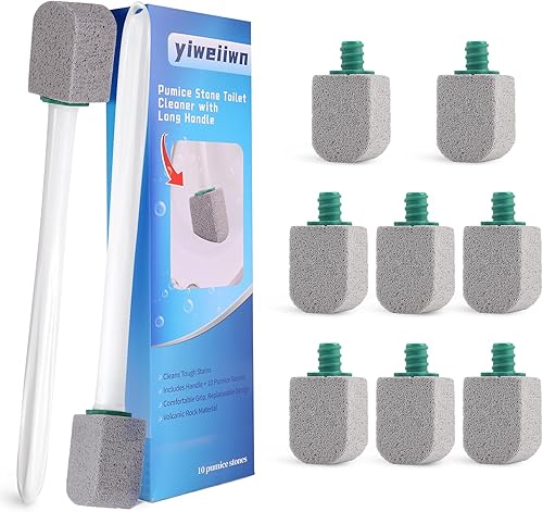 Limpiador de inodoro de piedra pómez con mango largo, piedra pómez, limpiador de manchas de óxido y grasa, adecuado para inodoros, lavabos de baño,