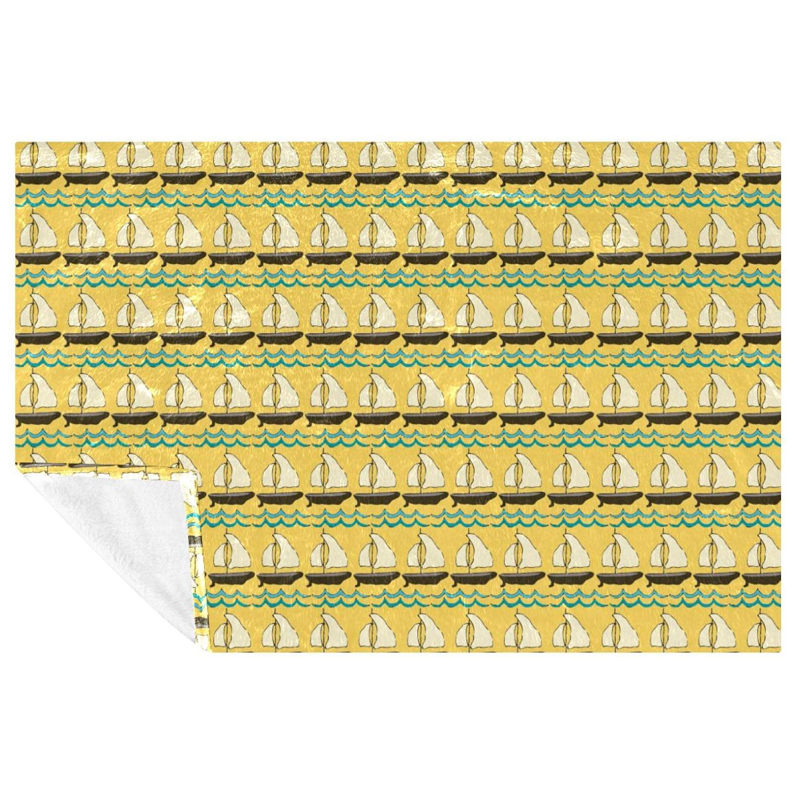 Couverture chaude contre le froid motif marin jaune canapé