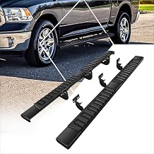 6" Running Boards Side Step Bars Compatible with 2009-2024 Dodge Ram 1500 2500 3500 Crew Cab, Aluminum Flat Side Truck Running Boards, Black