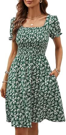Berydress Women's Summer Dresses 2026 Casual Boho Smocked Mini Sun Dress