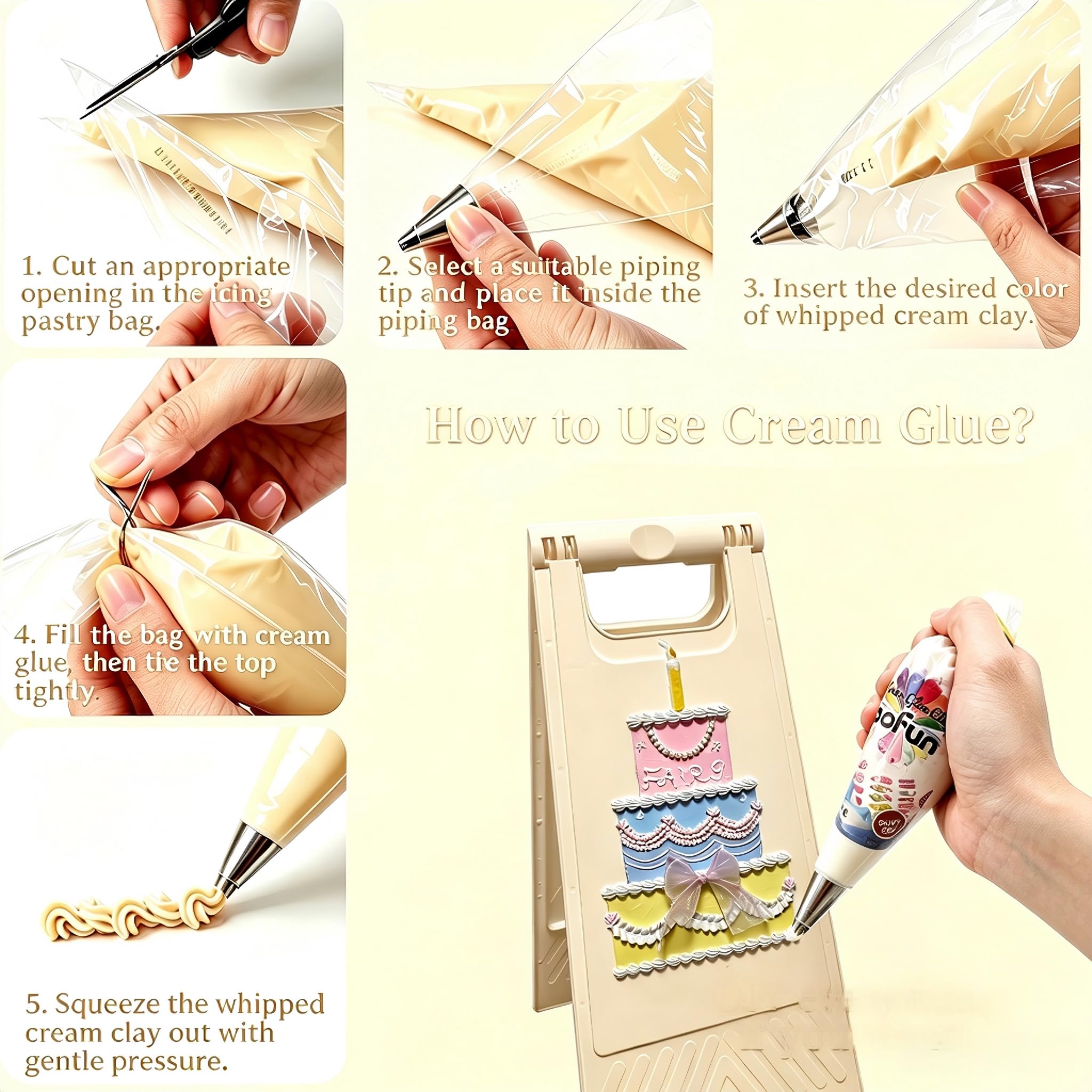 BoFUN Arcilla decodificador de pegamento en crema batida para manualidades