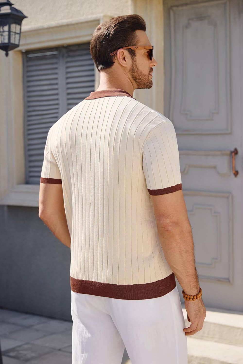 Mens Knit Polo Shirts Short Sleeve Slim Fit Casual Textured Golf Shirt Lightweight ... - Image 6