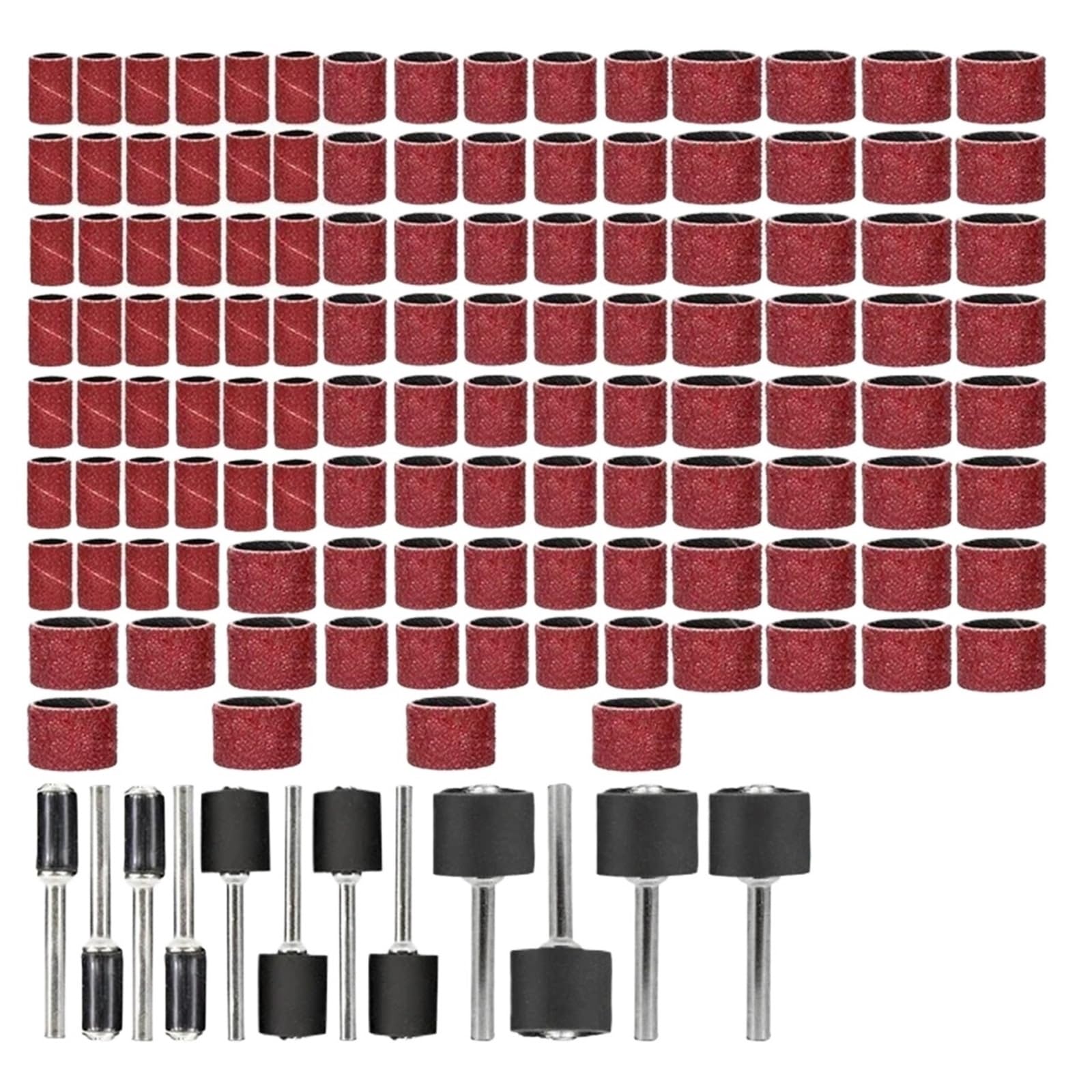 2×132pcs Sanding Drum Set 1/4,3/8,1/2 in. Sanding Belt with Mandrel for Rotary Sanding Tool Accessories