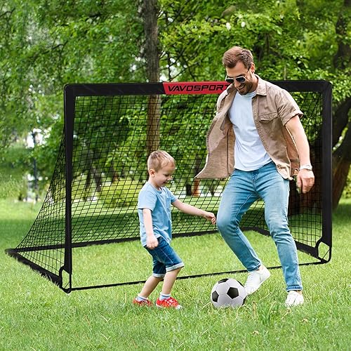 Miniatura 4 de Juego de porterías de fútbol para niños para patio trasero  2 de 6 x 4 pies, equipo de entrenamiento de portería de fútbol portátil, red de fútbol