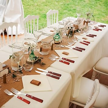 40 Pcs Wooden Handle Silverware Cutlery Set Walnut Handle 18/8 (304) Stainless Steel Cutlery Set Wooden Handle Knife Fork Spoon Reusable Utensils Serves for 8 (Mahogany Color)