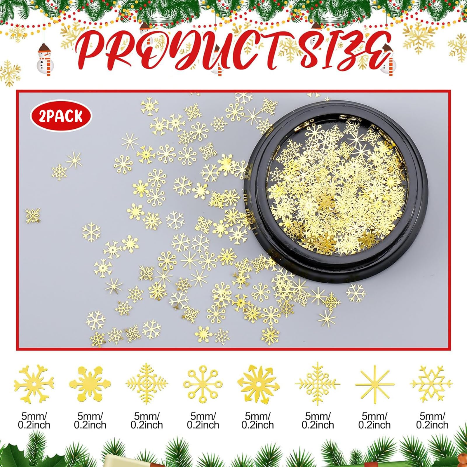 Lot De 300 Mini Flocons De Neige En Cuivre Blanc - Décorations Noël, Scrapbooking, DIY - 3 Motifs (5 Mm)