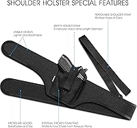 Vista 5 de Funda de hombro para ocultación profunda, funda universal para debajo del brazo para pistola, para hombres y mujeres, se adapta a pistolas