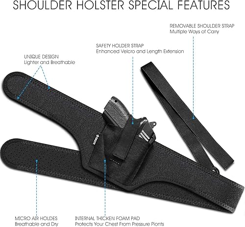 Miniatura 5 de Funda de hombro para ocultación profunda, funda universal para debajo del brazo para pistola, para hombres y mujeres, se adapta a pistolas