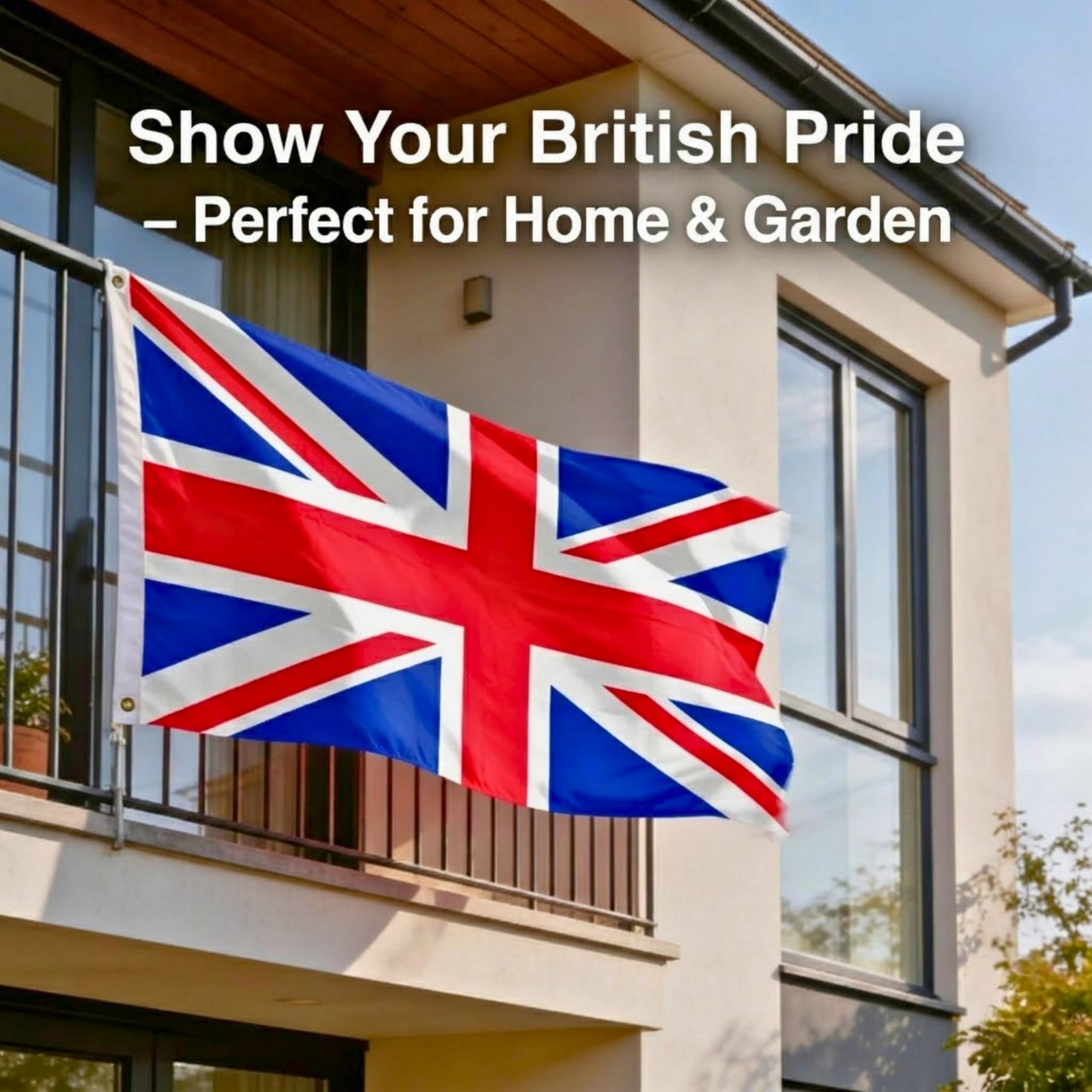 SHATCHI SHATCHI Large 5x3FT Union Jack Flag Britain National Flag New King Charles III Coronation Celebration Garden British Street Party Pub Outdoor Decorations, Red/Blue/White in use