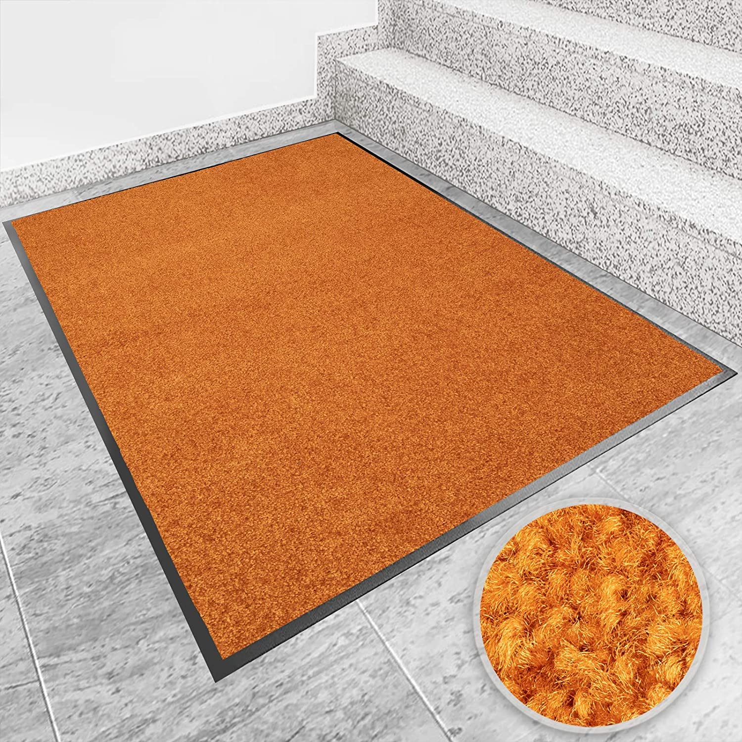 KARAT - Tappetino antimacchia - Zerbino per porta lavabile e ultra assorbente - Tappetino per porta posteriore e superficie antiscivolo - Use&Wash, 120 x 300 cm, arancione 107