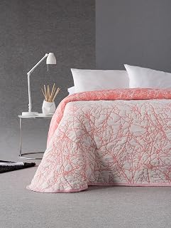 Estoralis | TOPACIO | Sommerdecke im modernen Design | Hochwertiger Jacquard-Stoff | Farbe - Koralle | Für 105 cm Bett. (205 x 270 cm. Breite x Höhe) | Bettdecke für alle Jahreszeiten