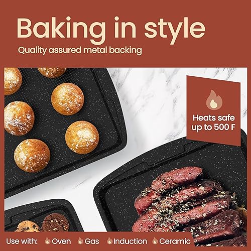Vista 15 de Bakken Swiss - Juego de utensilios para hornear, 6 piezas, apilables, de lujo, antiadherentes, para cocina profesional y casera, acero al carbono