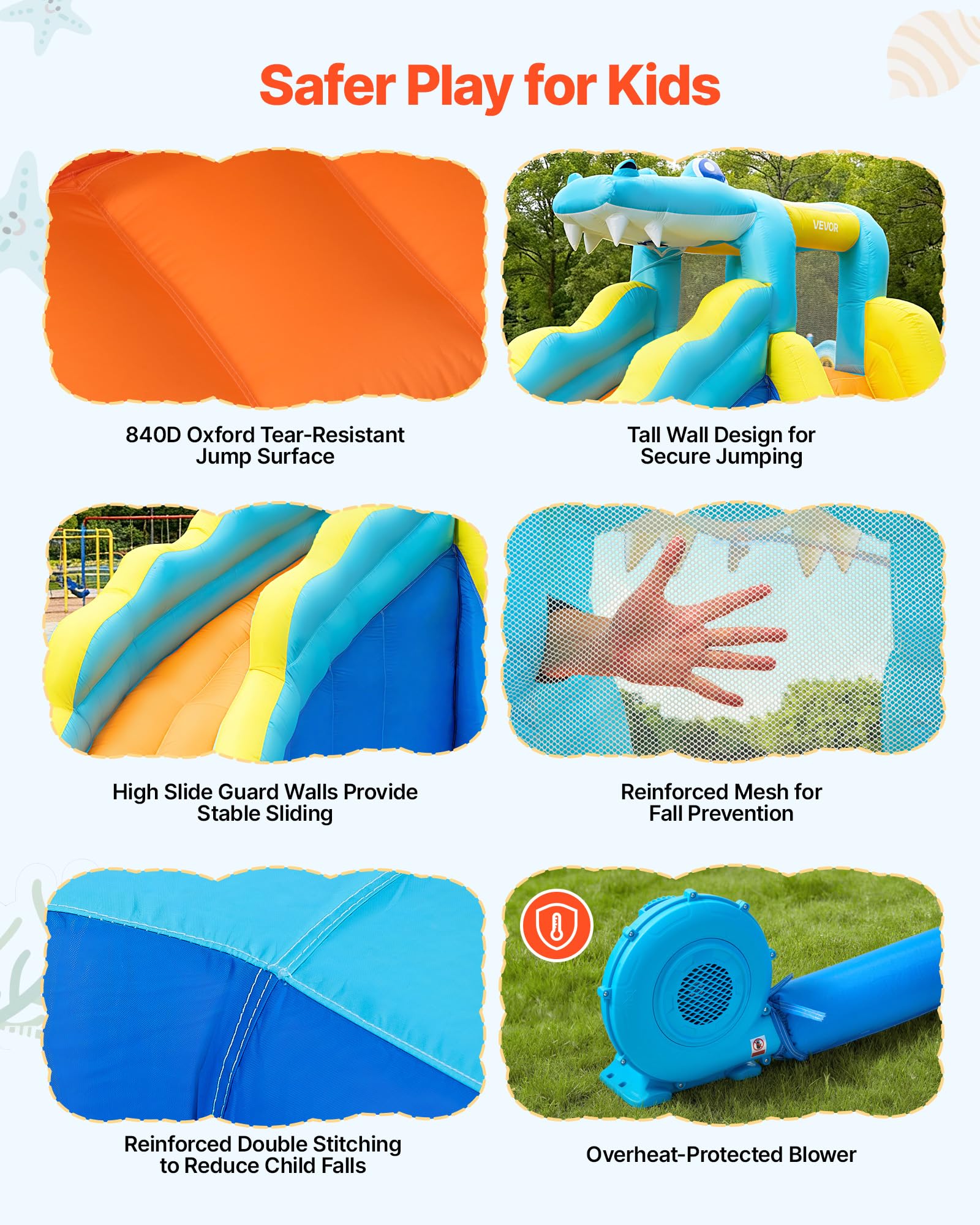 VEVOR Nadmuchiwany zamek dla dzieci park wodny 353 x 400 x 235 cm, dmuchany zamek ze zjeżdżalnią ścianą wspinaczkową pojemność ok. 3-4 dzieci w wieku 3-8 lat, zabawa wodna na zewnątrz