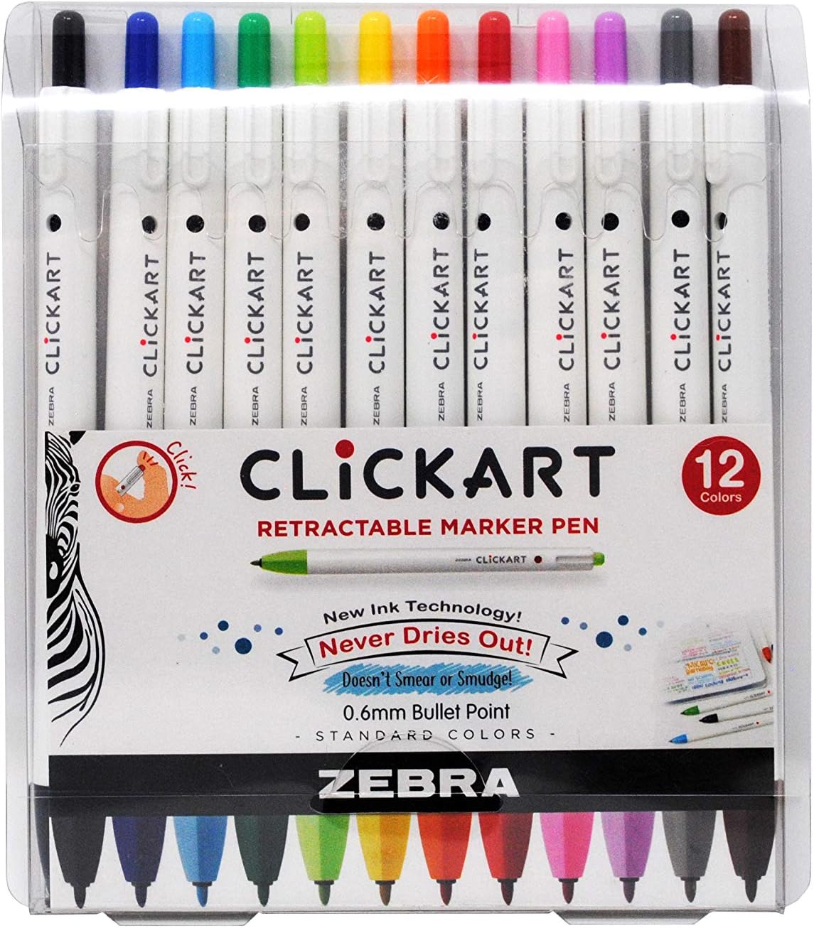 Amazon.com : Zebra Pen Click Art Retractable Marker Pen, Fine Point, 0 ...