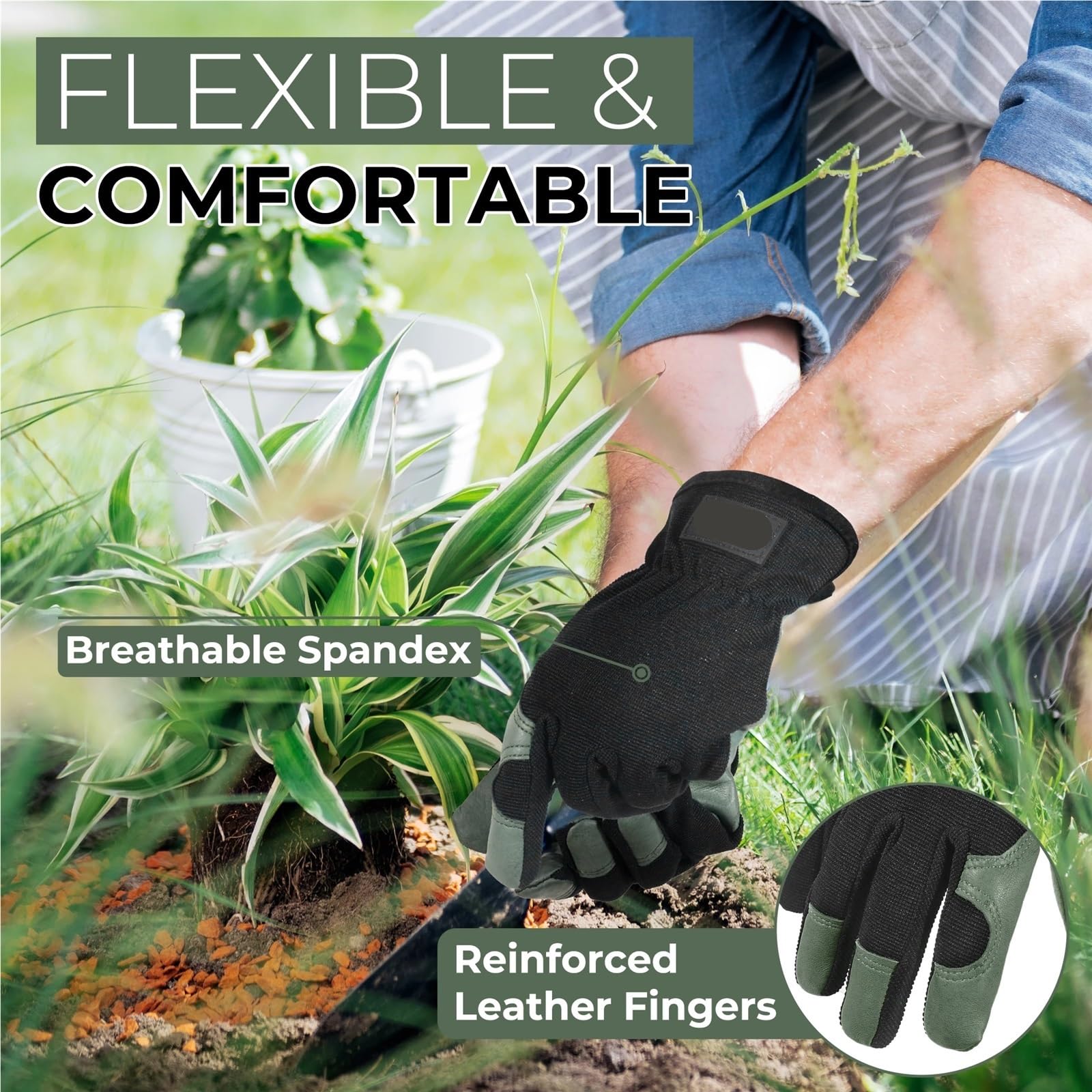 Guantes De Trabajo De Invierno Guantes de Cuero for jardinería, Guantes de Trabajo utilitarios for mecánicos, construcción, Conductores, diseño Transpirable de destreza para Jardín, Granja(XL)