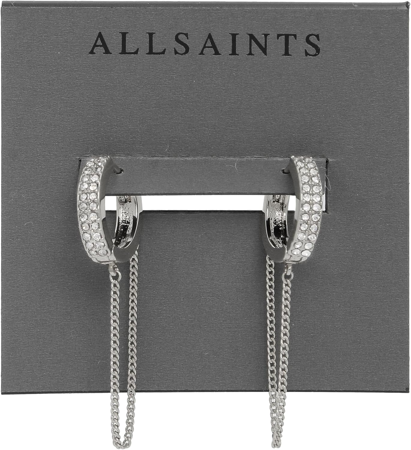 AllSaints Women's Pavé Chain Huggie Earrings - Image 5