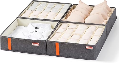 L-in HOME Organizador de ropa interior para calcetines separadores de cajones organizadores de tela plegables para armarios y cajas de