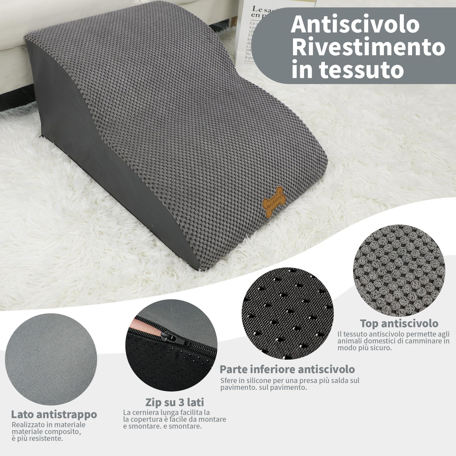 Nepfaivy Scala per Cani di Piccola Taglia - Gradini per Cani e Gatti, Rampa per Cani con Coperchio Rimovibile (2 Passi)