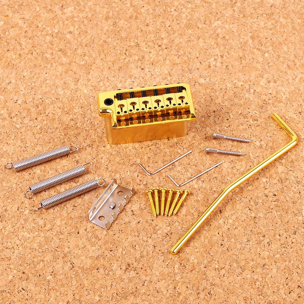 Alnicov Electric Guitar Tremolo System Brass Bridge System，Saddles Guitar Tremolo Bridge Accessories，for 6 String ST Electric Guitar
