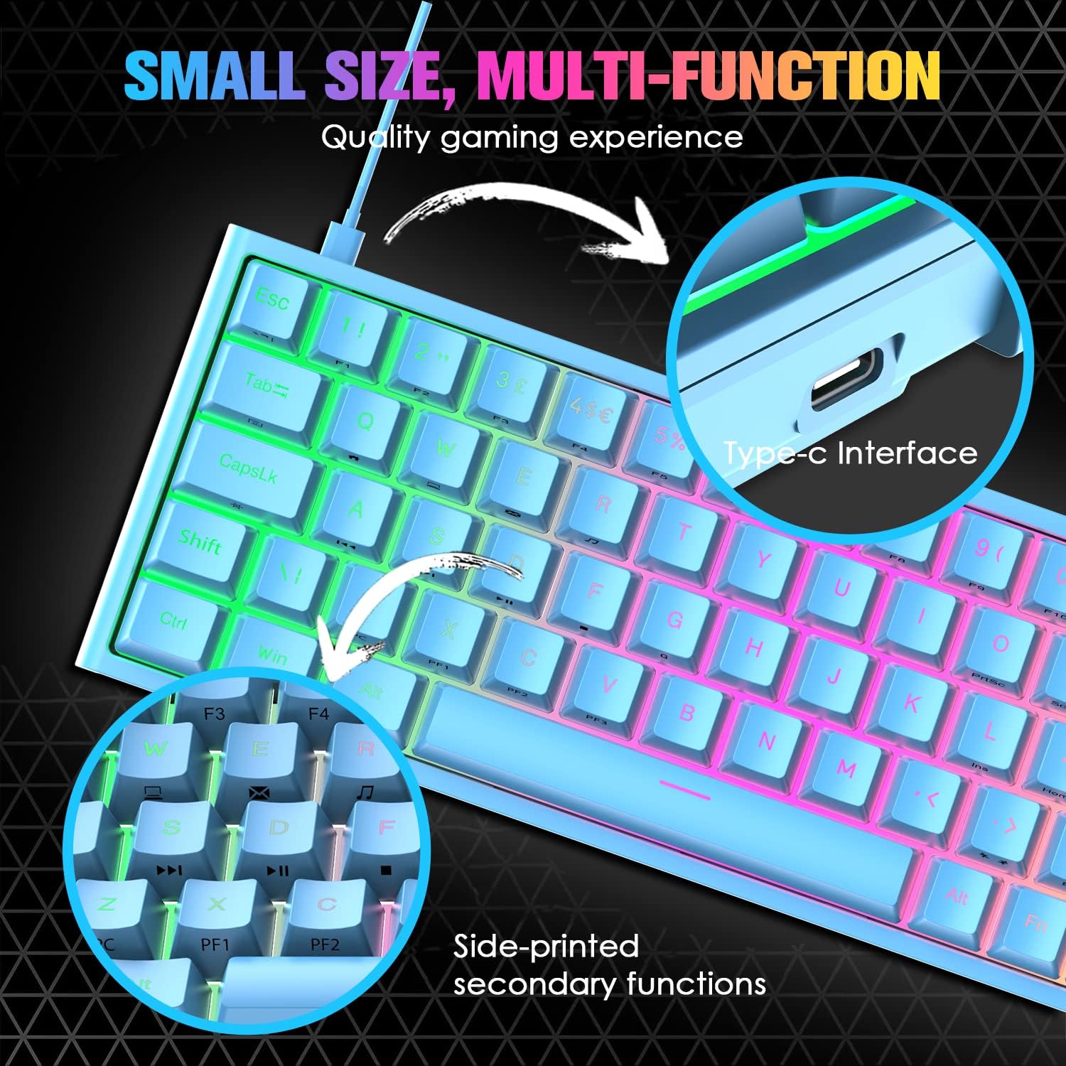 USB Type-Cケーブルをキーボードに接続する