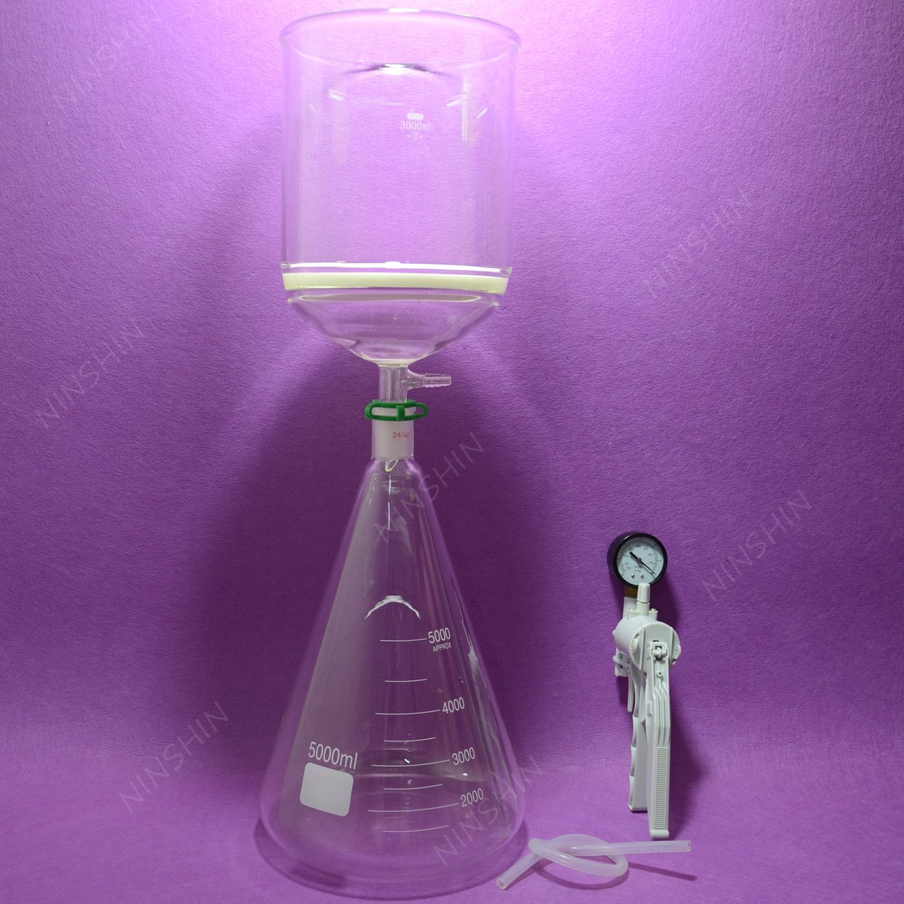 Glassware,Filtration Set[5000ML Erlenmeyer Flask+3000ML Filter Funnel(3#)+Vacuum Pump]